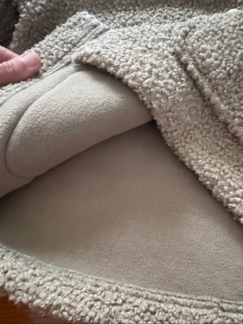 J. Crew Taupe Sherpa Top with White Trim - Picture 6 of 12